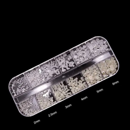 Körömdíszítő gyöngy mix - fehér/ekrü