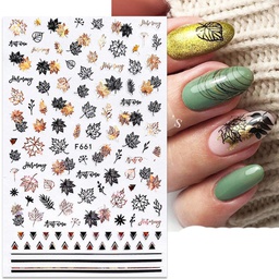 Köröm matrica 3D-s No.F661 Black&Gold