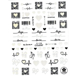 Köröm matrica 3D-s No.CJ129 -68 laser silver&black